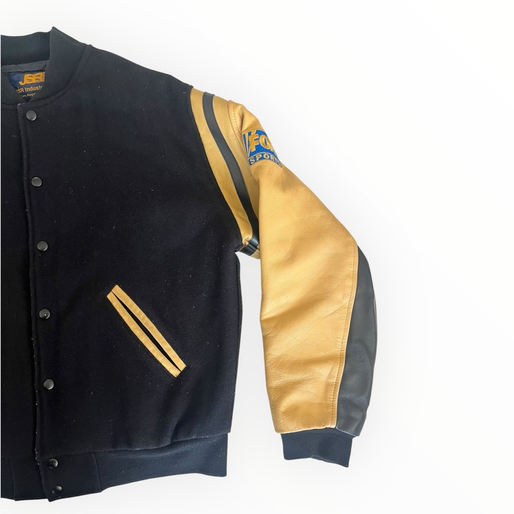 VTG 90s Y2K Men’s M NFL on Fox SportsVarsity Jacket Wool Leather - Picture 4 of 13